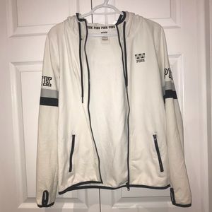 Victoria Secret PINK Oversized White ZipUp Hoodie